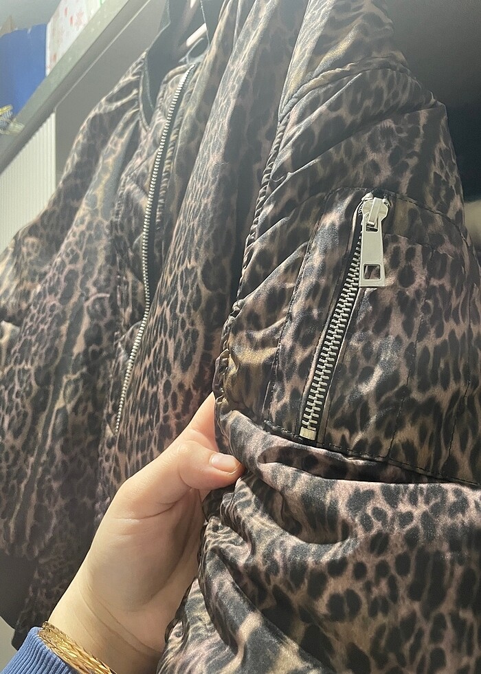 Leopar crop ceket - Görsel 2