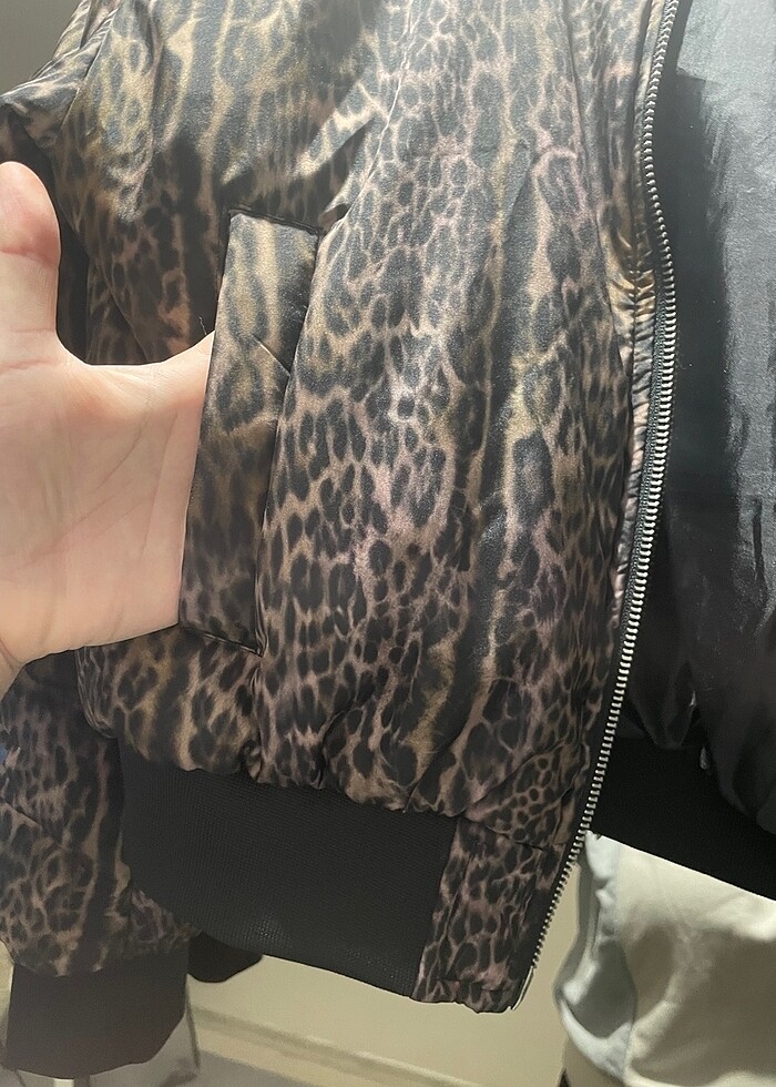 Leopar crop ceket - Görsel 5