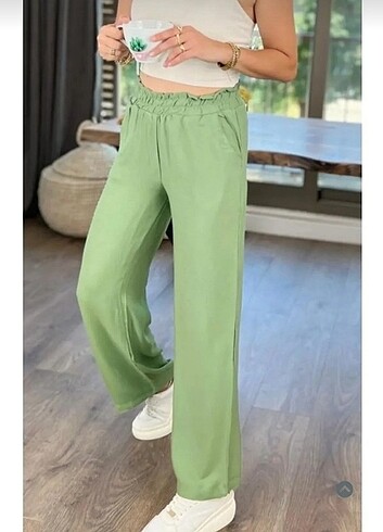 l Beden Beli lastikli bol paça pantolon