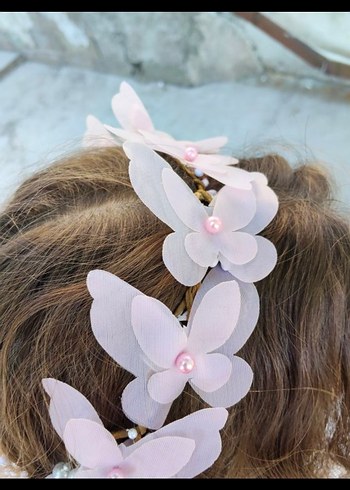 Pembe Boncuklu Bohem Kelebek Saç Aksesuarı - Görsel 3