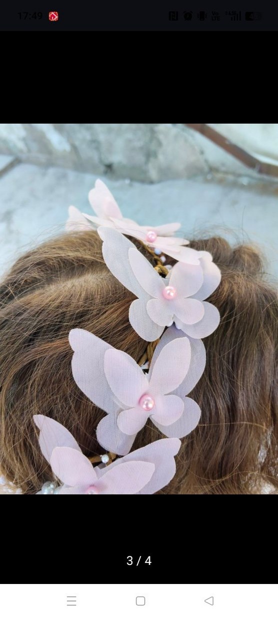 Pembe Boncuklu Bohem Kelebek Saç Aksesuarı - Görsel 3