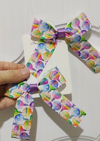 Renkli Batik Desenli Fiyonk Toka Seti - Görsel 2