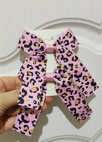 Pembe Leopar Desenli Fiyonk Saç Tokası - Görsel 2