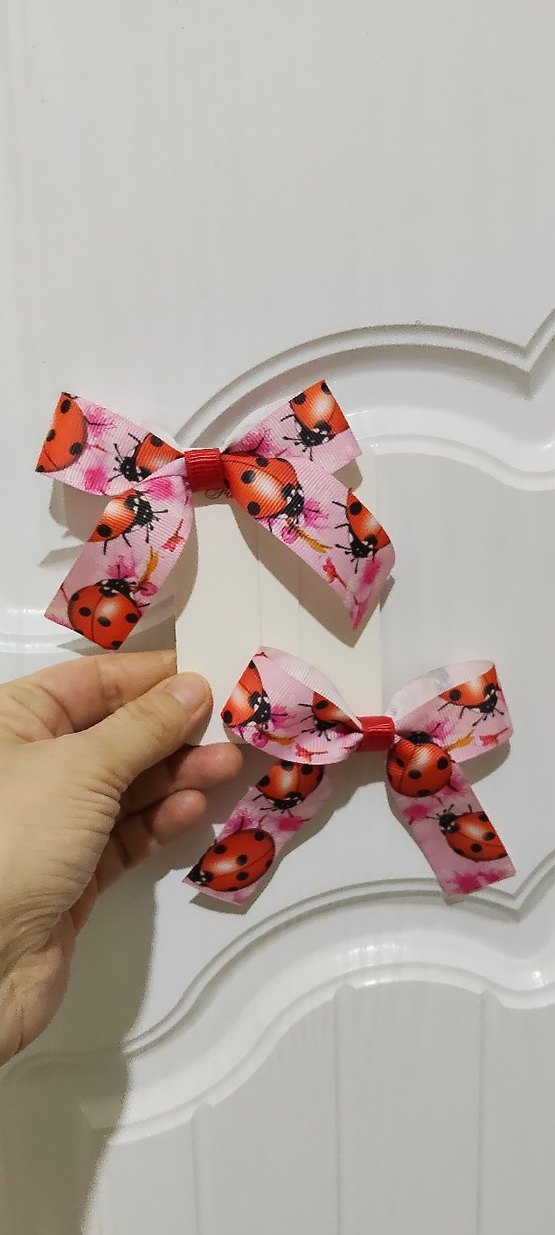 Pembe Uğur Böceği Desenli Fiyonk Toka - Görsel 2