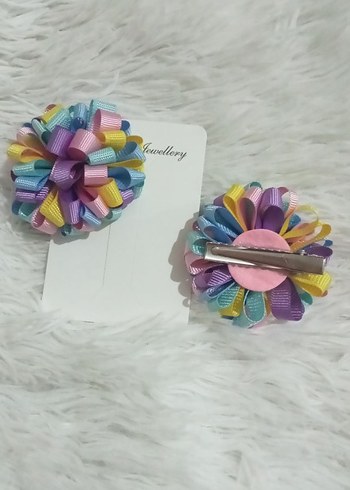 Renkli Bağlama Desenli Çocuk Kurdele Tokası - Görsel 3