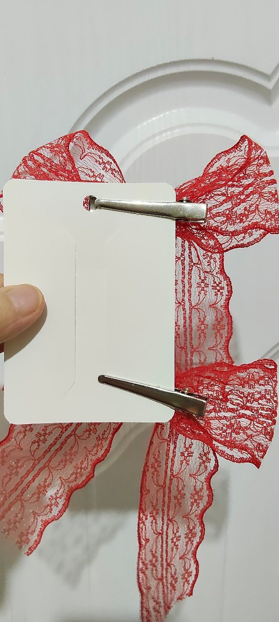 Kırmızı Dantel Fiyonk Saç Aksesuarı - Görsel 2