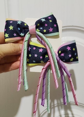 Renkli Yıldız Desenli Rock Punk çift toka - Görsel 2