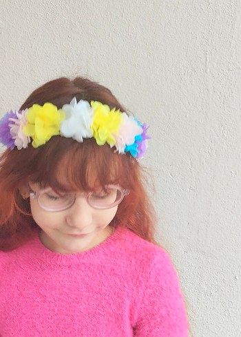 Boncuklu Pastel Renkli Bohem Çiçekli Saç Aksesuarı - Görsel 7