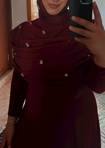 bordo şık elbise