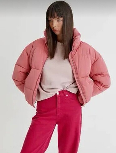Pull & Bear basic dik yaka şişme mont