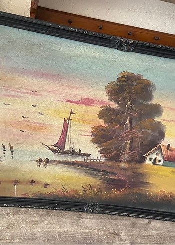 Antika Yağlı Boya İmzalı Tablo - Görsel 7