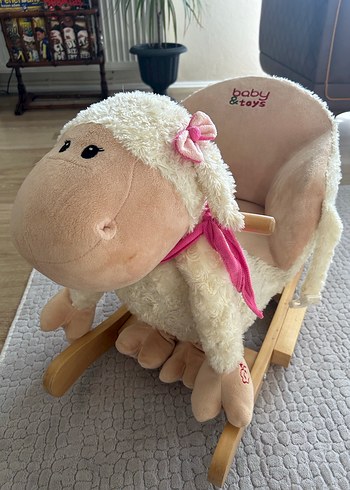 Beyaz Peluş Kuzu Sallanan Sandalye - Görsel 6