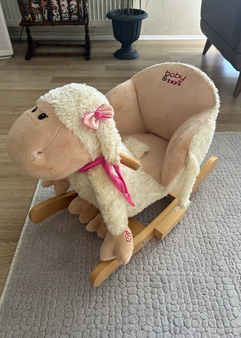 Beyaz Peluş Kuzu Sallanan Sandalye - Görsel 2