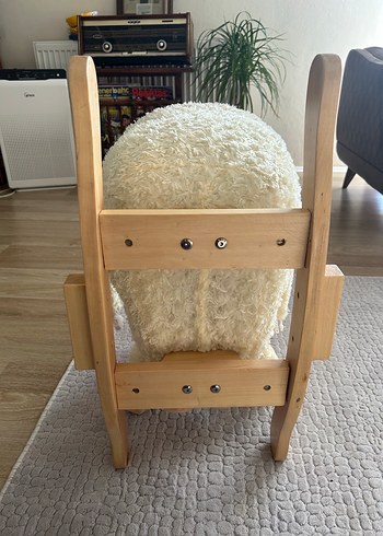 Beyaz Peluş Kuzu Sallanan Sandalye - Görsel 5