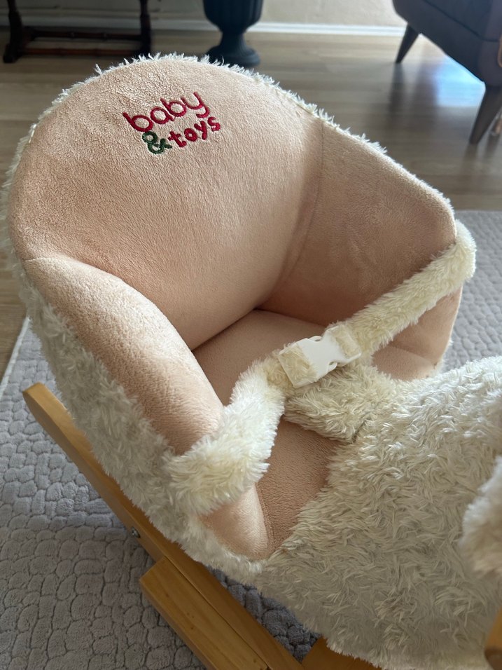 Beyaz Peluş Kuzu Sallanan Sandalye - Görsel 3