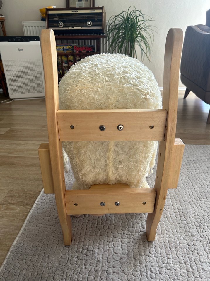 Beyaz Peluş Kuzu Sallanan Sandalye - Görsel 5