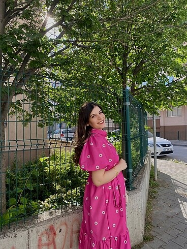 m Beden pembe Renk Saten elbise