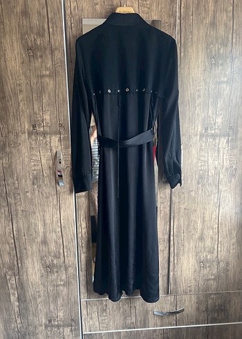 Kadın Siyah Uzun Kollu Kemerli Uzun Elbise - Görsel 4