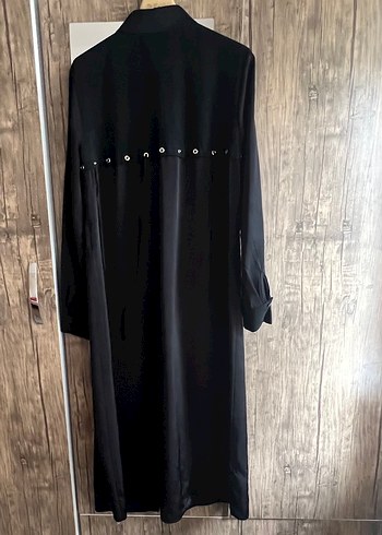 Kadın Siyah Uzun Kollu Kemerli Uzun Elbise - Görsel 3