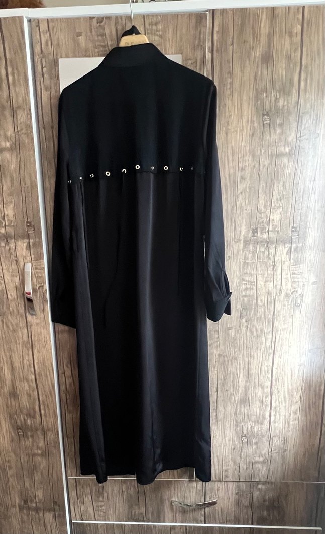 Kadın Siyah Uzun Kollu Kemerli Uzun Elbise - Görsel 3