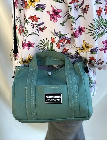 Yeşil mini el ve omuz çanta