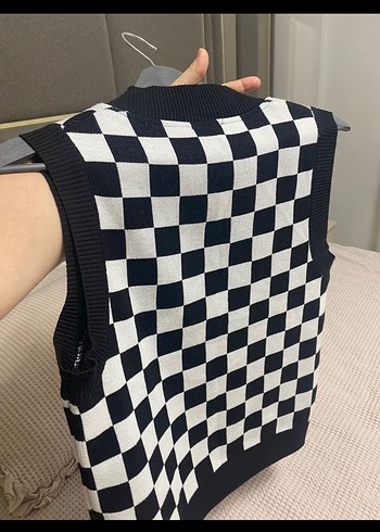 Ekol marka Kareli V Yaka Örgü Kadın Süveter - Görsel 2