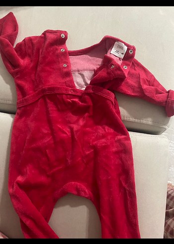 Zara bebek yılbaşı kadife kırmızı tulum - Görsel 2