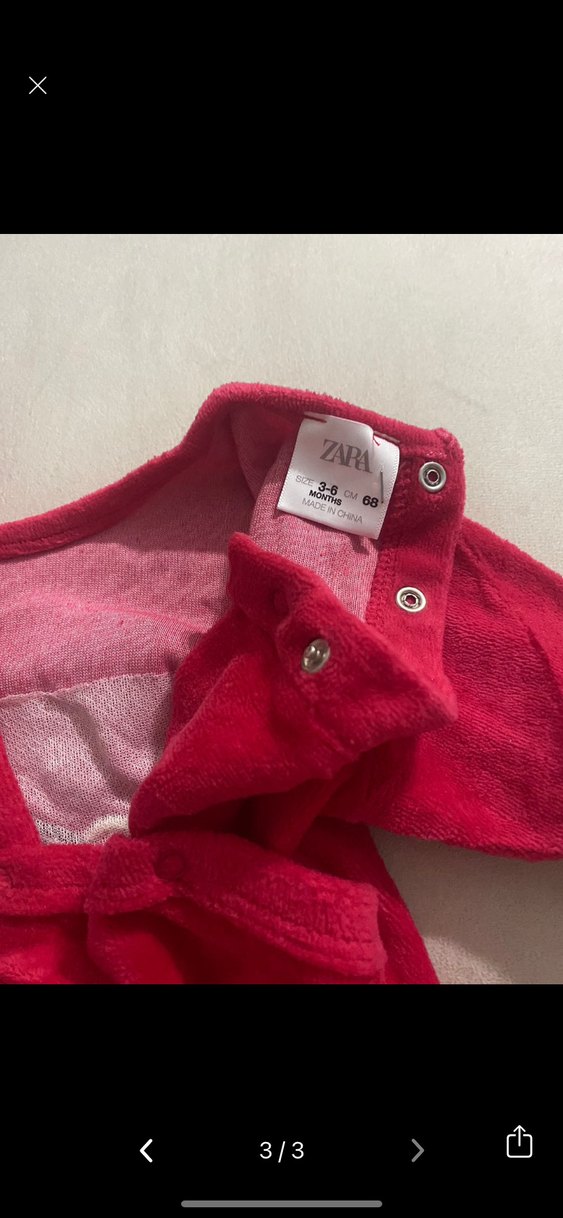 Zara bebek yılbaşı kadife kırmızı tulum - Görsel 3