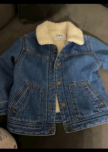 Zara içi kürklü kot ceket - Görsel 4