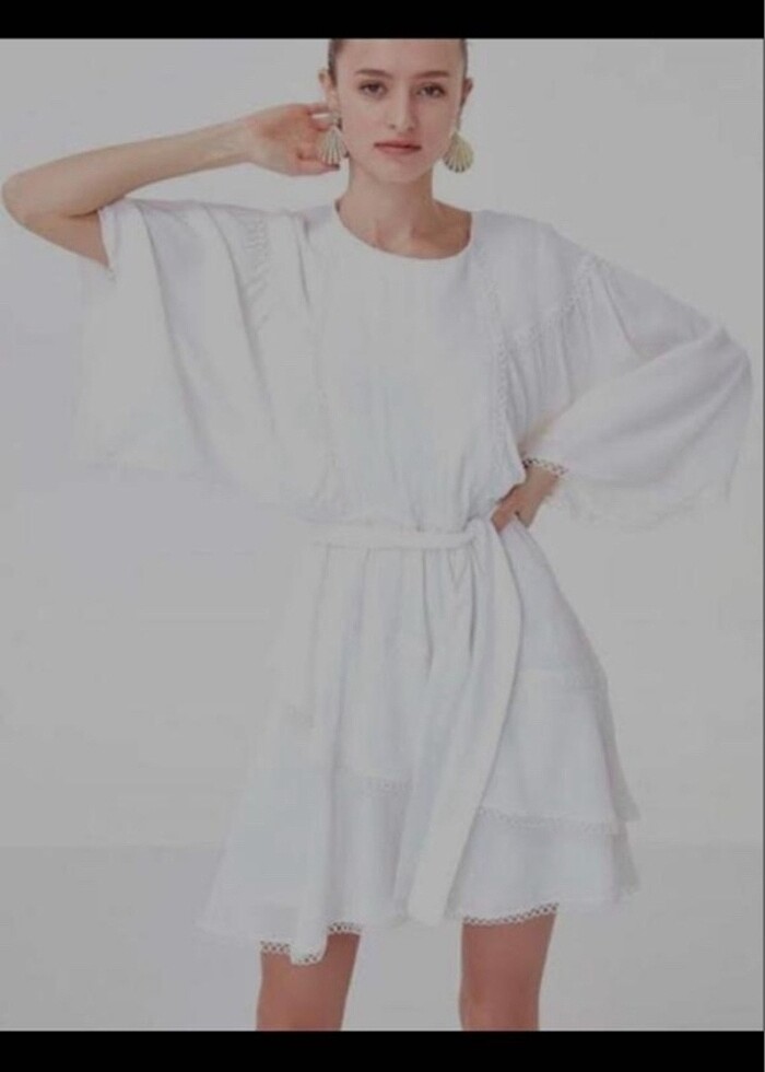 Twist beyaz elbise - Görsel 4