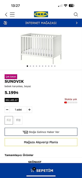 İkea sundvik beşik bebek karyolası ve yataş yatak, alez