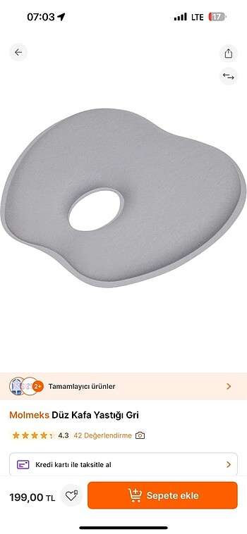 Molmeks marka Düz Kafa Yastığı Gri