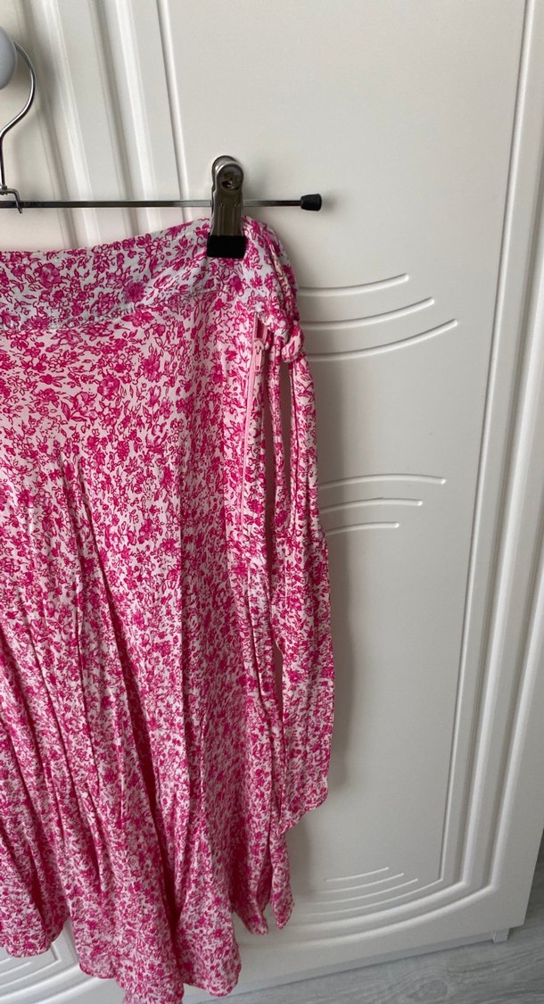 Pembe Dökümlü Uzun Bohem Etek Özel Dikim - Görsel 2