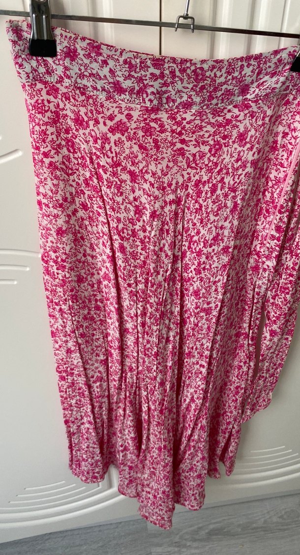 Pembe Dökümlü Uzun Bohem Etek Özel Dikim - Görsel 3