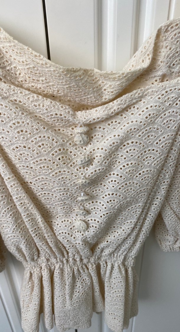 Bej Vintage Bohem Düğmeli Bluz - Görsel 2