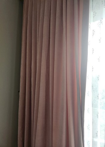 Toz pembe Düz Fon Perde - Görsel 5