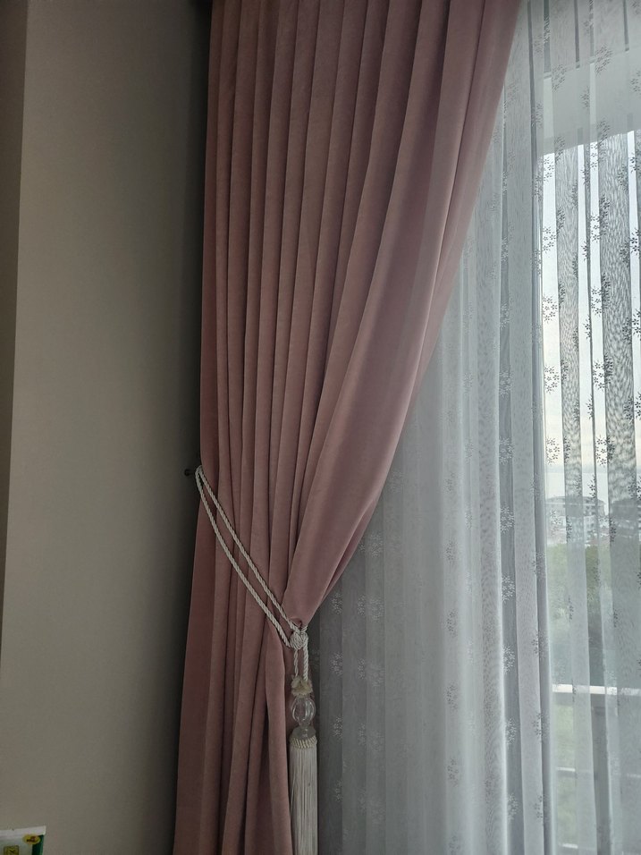 Toz pembe Düz Fon Perde - Görsel 3