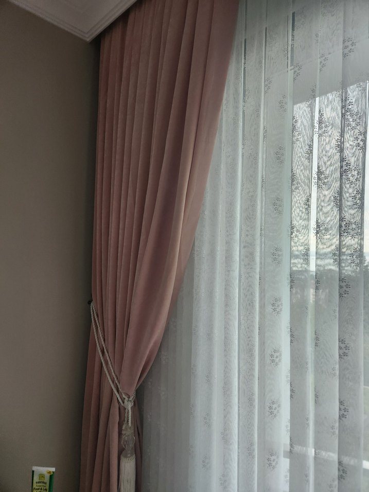 Toz pembe Düz Fon Perde - Görsel 2