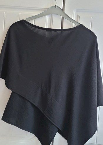 Drapeli Siyah Kadın Bluz - Görsel 2