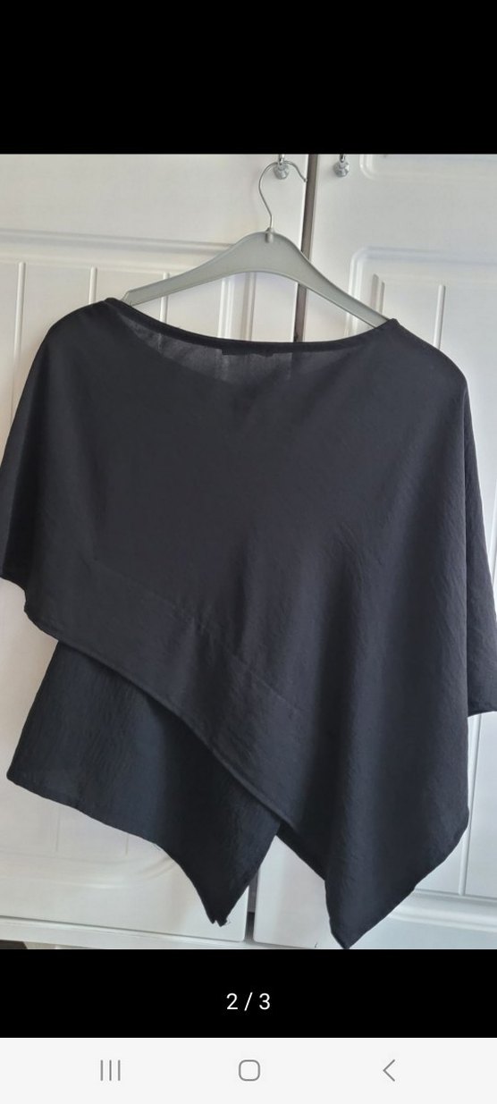 Drapeli Siyah Kadın Bluz - Görsel 2