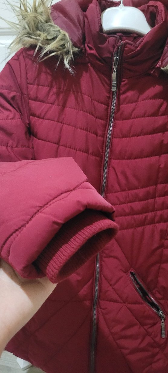 Kadın Bordo Kürklü Kışlık Mont - Görsel 5