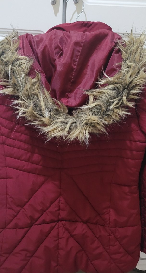 Kadın Bordo Kürklü Kışlık Mont - Görsel 3