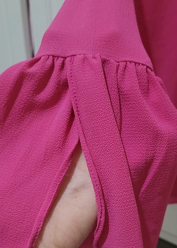 Pembe Uzun Kollu Bluz Fırfır Detaylı - Görsel 3