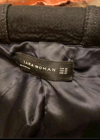 ZARA Kürk Detaylı Gri Kadın Kaban - Görsel 3