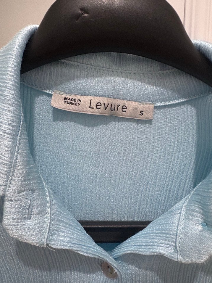 Mavi saten Gömlek - Görsel 4