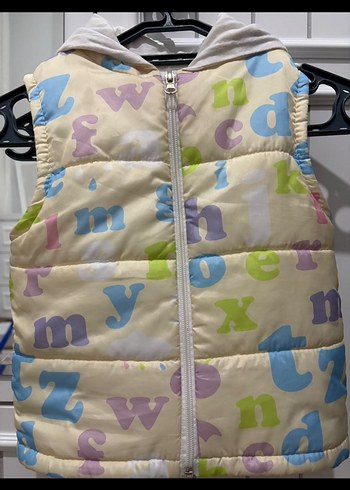 Kız Çocuk Pastel Renk Baskılı Fermuarlı Yelek - Görsel 2