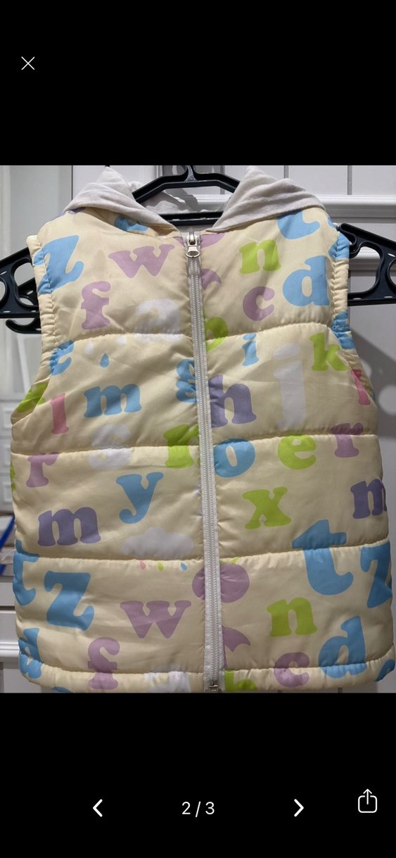 Kız Çocuk Pastel Renk Baskılı Fermuarlı Yelek - Görsel 2