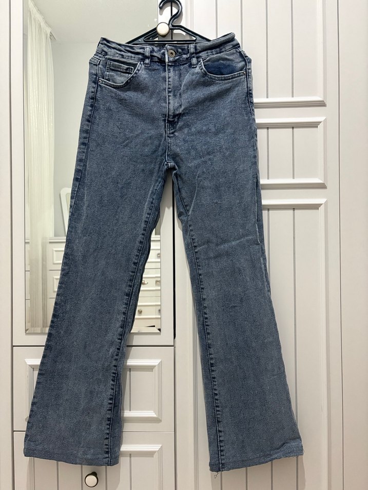 Gri Mavi Denim Kadın Midi Boy Jean - Görsel 2