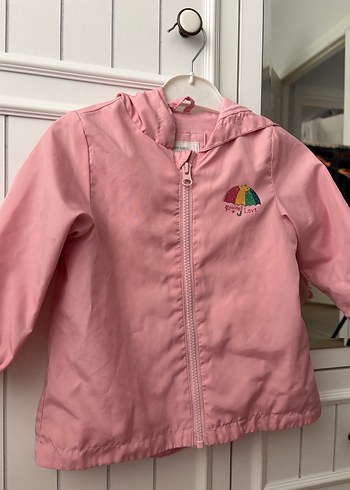 Kız Çocuk Pembe Fermuarlı Yağmurluk - Görsel 3