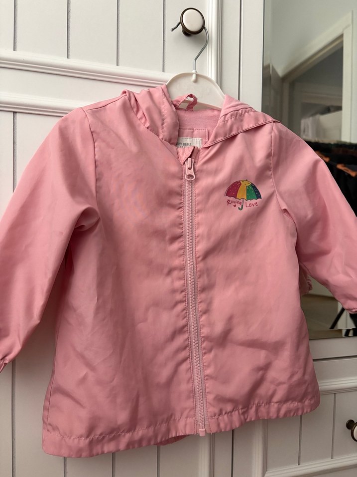 Kız Çocuk Pembe Fermuarlı Yağmurluk - Görsel 3